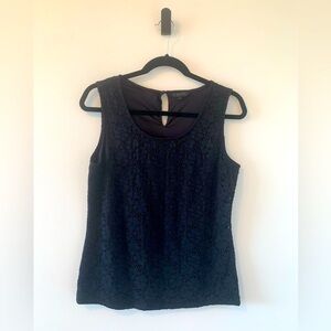 Kenneth Cole Select Black Flowered Lace Sleeveless Shell Top Size M